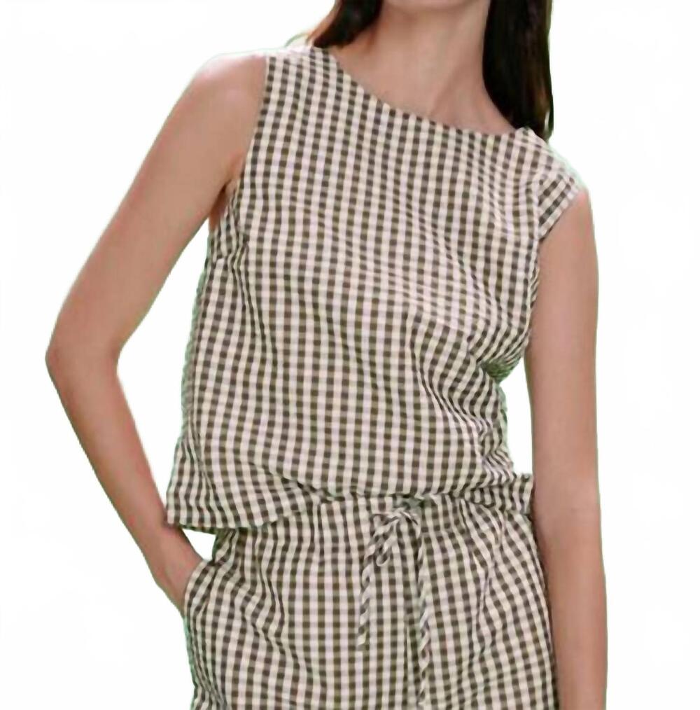 NEW SANCTUARY better days gingham top in timber collagen